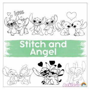 Kleurplaat Stitch en Angel