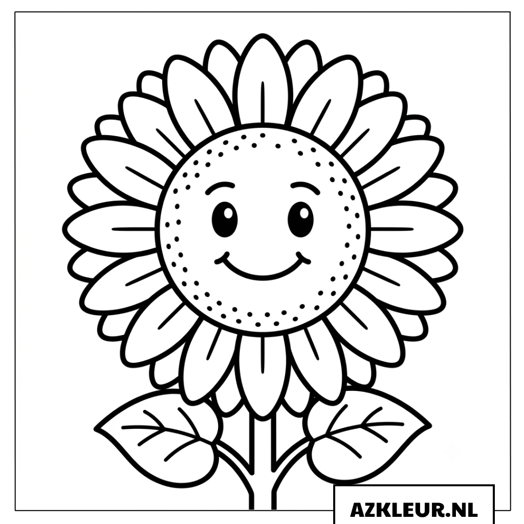 Kleurplaat van een grote zonnebloem