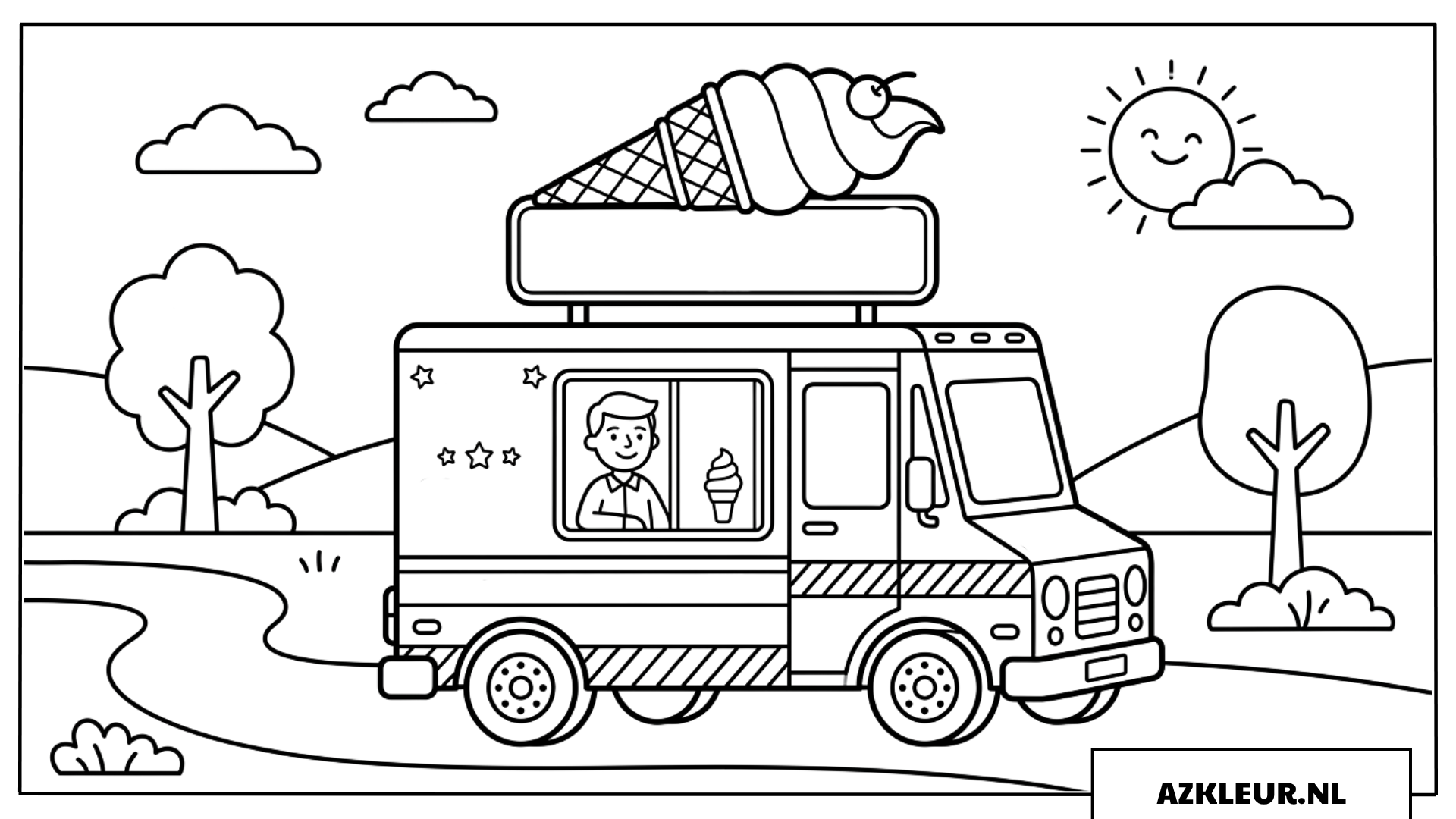 Kleurplaat van een ijscowagen