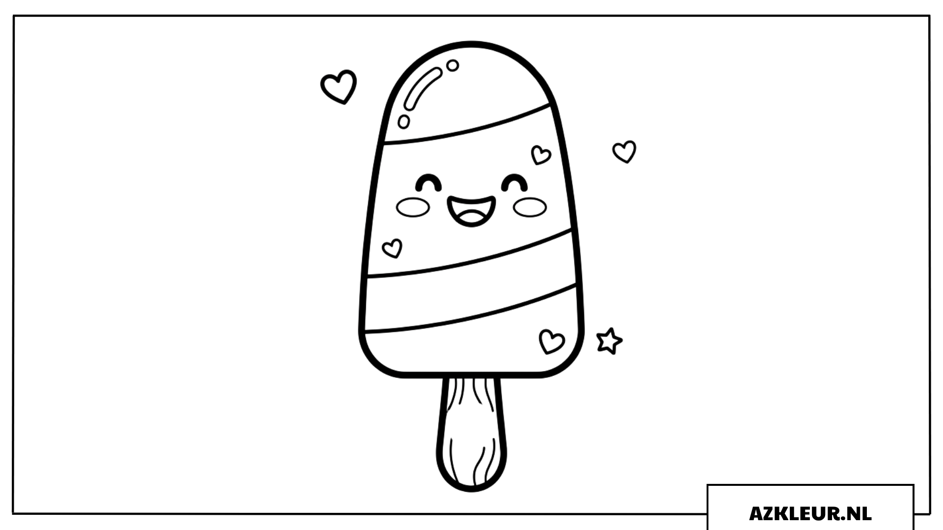 Kleurplaat van een schattig ijsje op een stokje