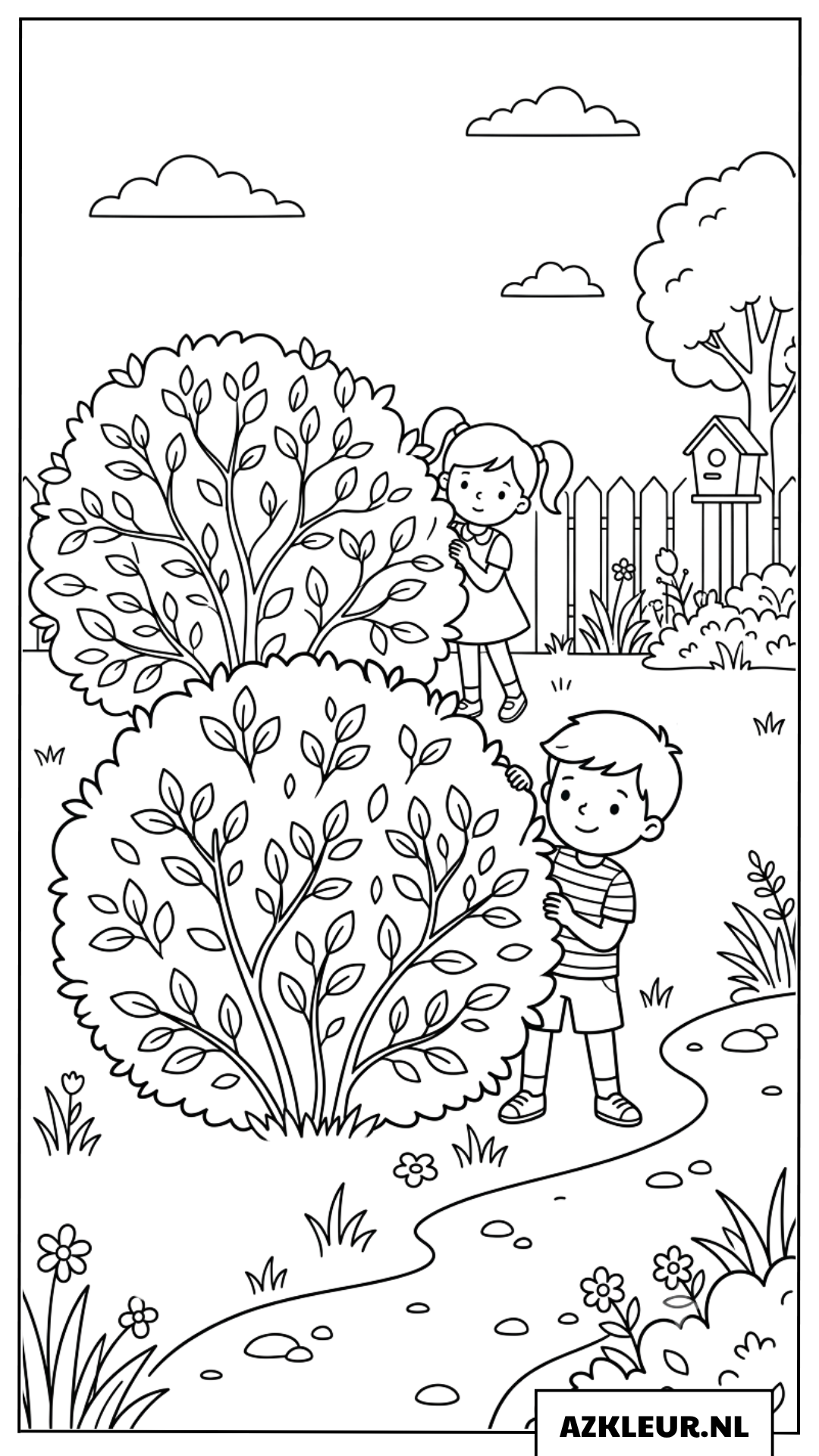 Kleurplaat van een tuinpad